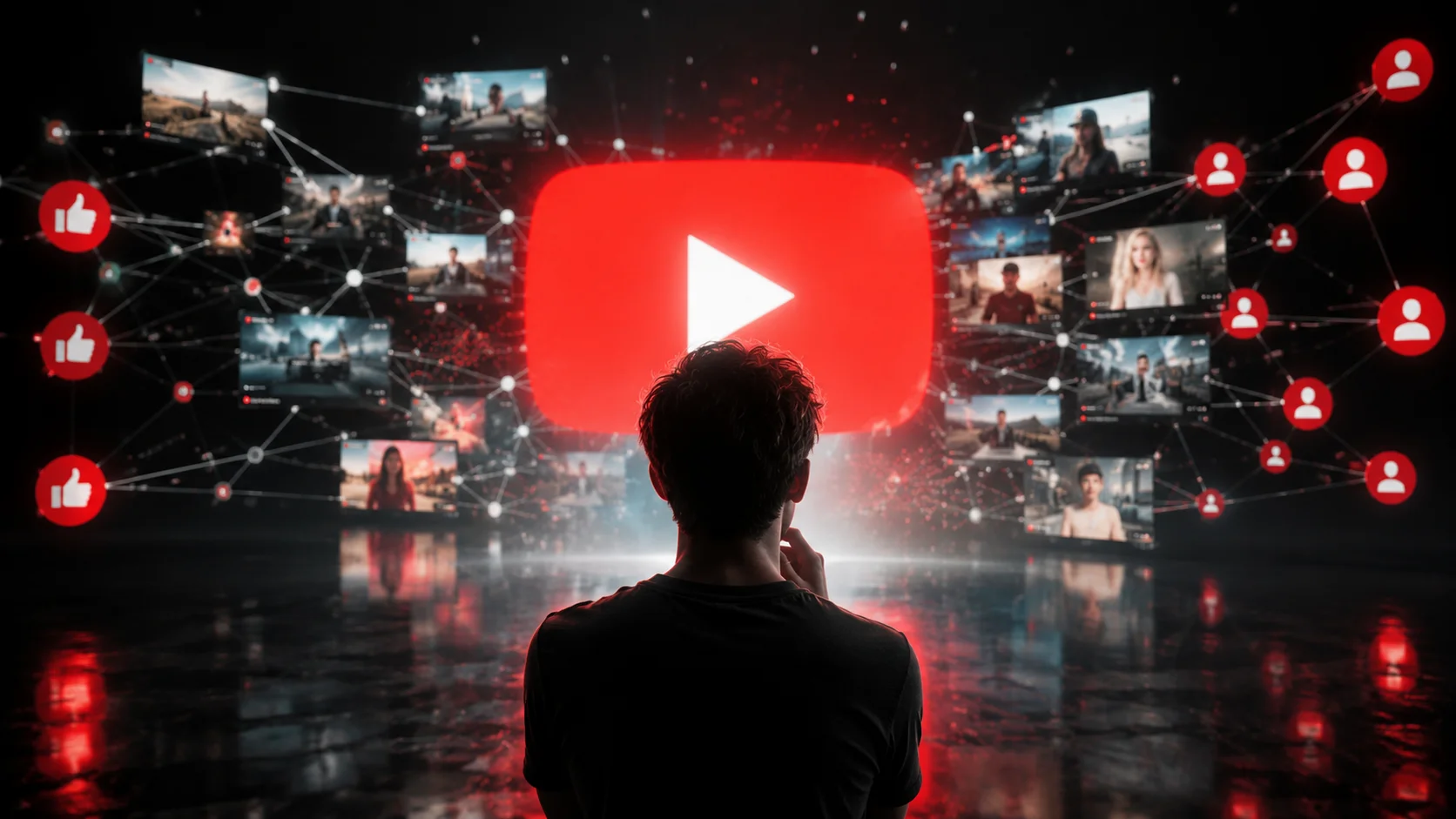 Interfaccia di YouTube con icone di bilancia della giustizia a rappresentare l'equità dell'algoritmo