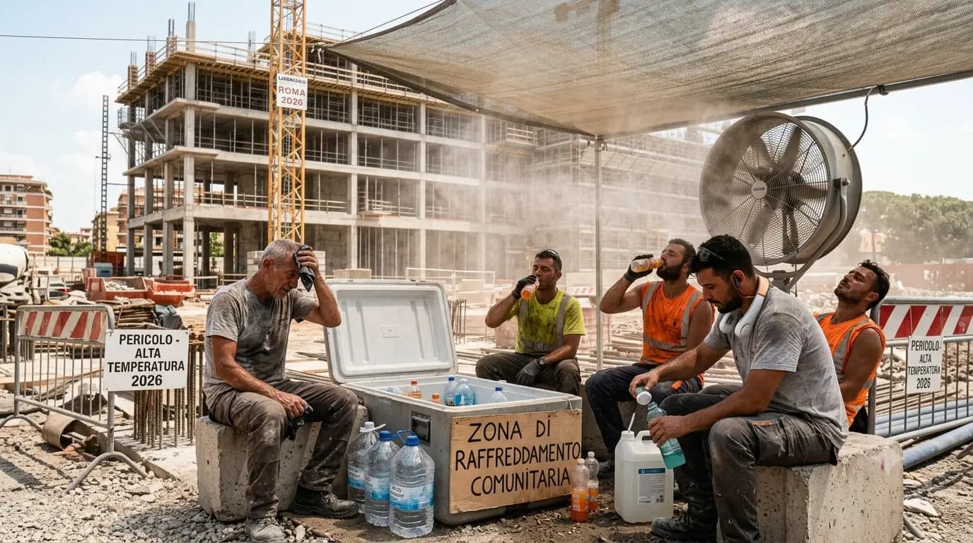 Famiglia italiana in casa con condizionatore acceso durante l'ondata di calore estate 2026