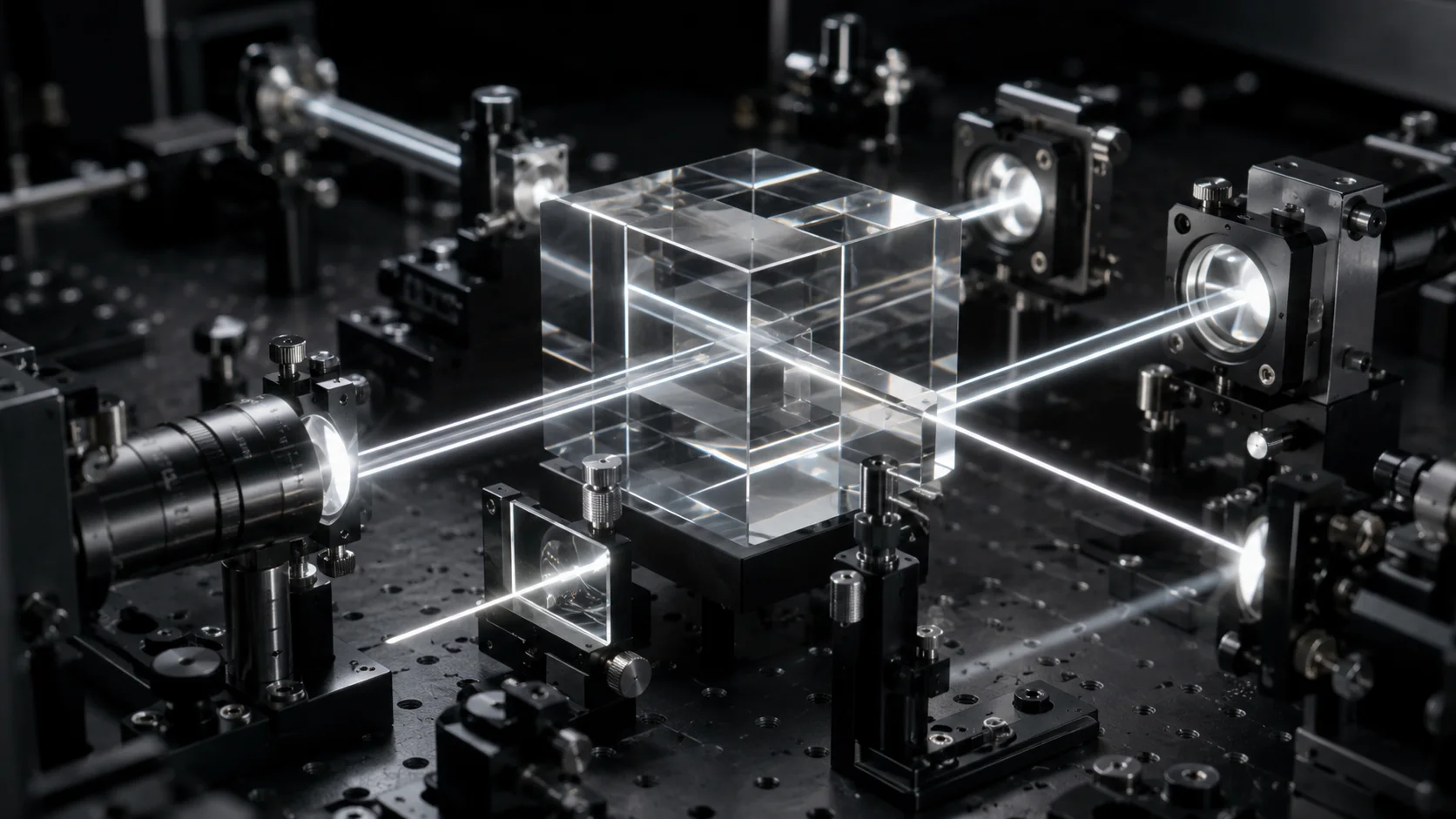 Rappresentazione di un circuito fotonico integrato che utilizza fasci di luce per elaborare dati