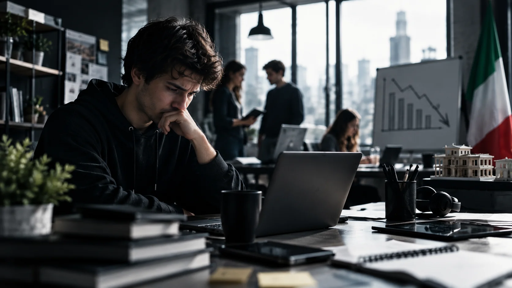 Rappresentazione del calo delle imprese giovanili under 35 in Italia negli ultimi dieci anni