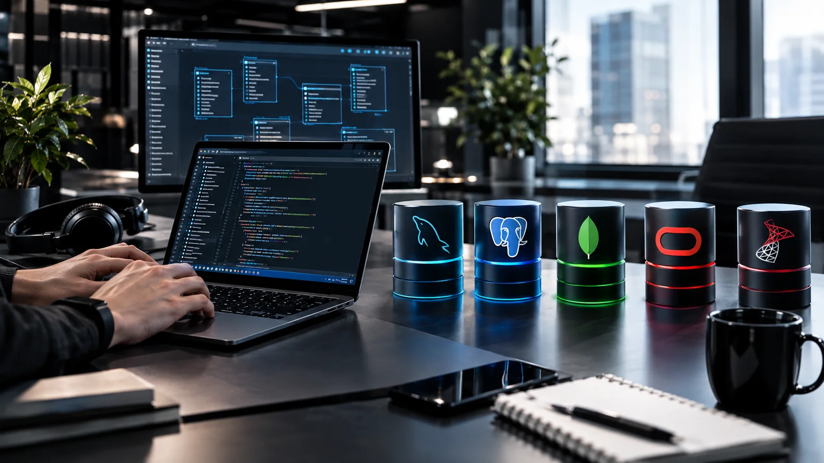 Rappresentazione grafica delle differenze tra database relazionali e database NoSQL nel 2026