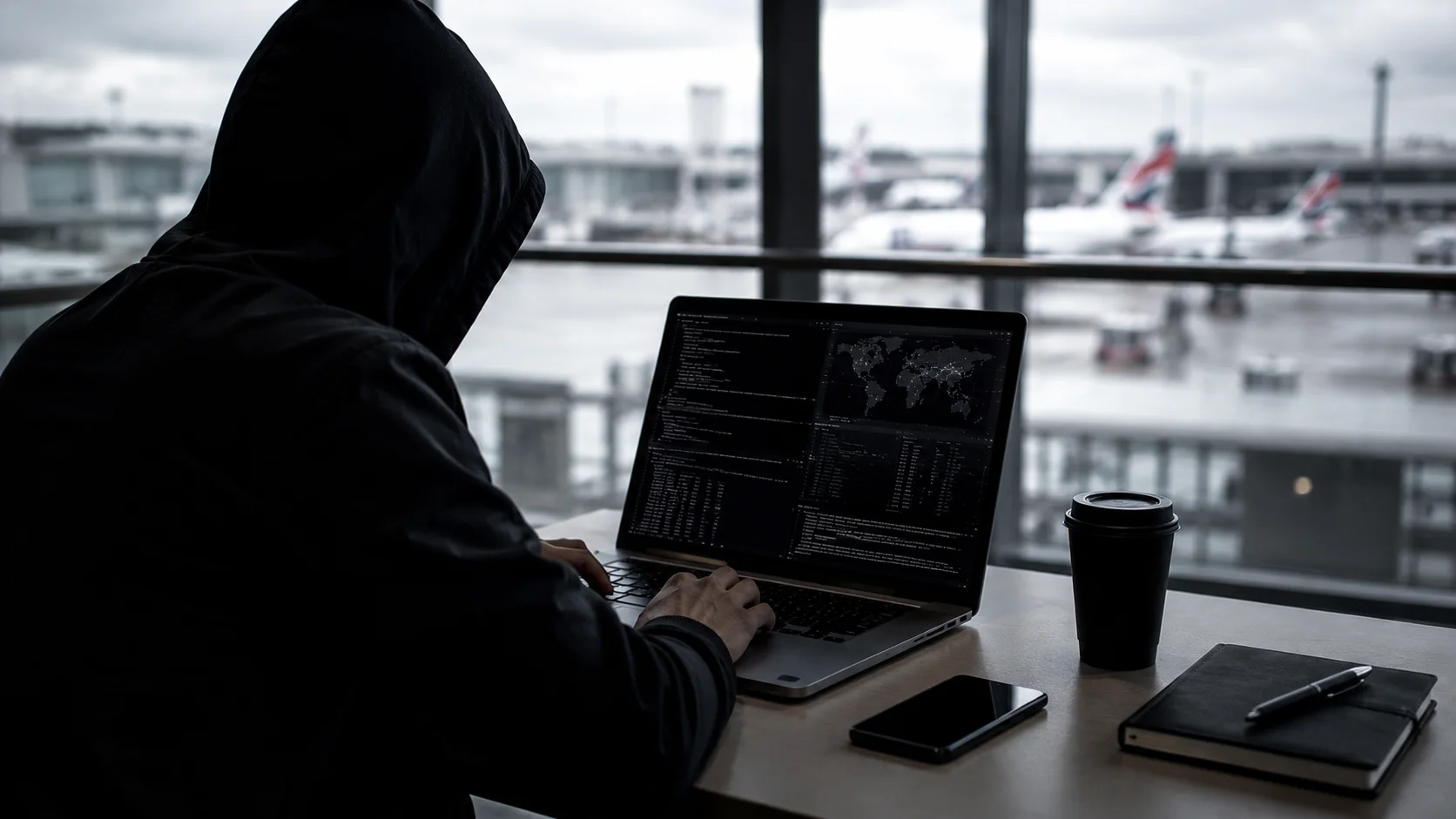 Illustrazione della violazione dei dati personali di milioni di passeggeri negli aeroporti del Regno Unito