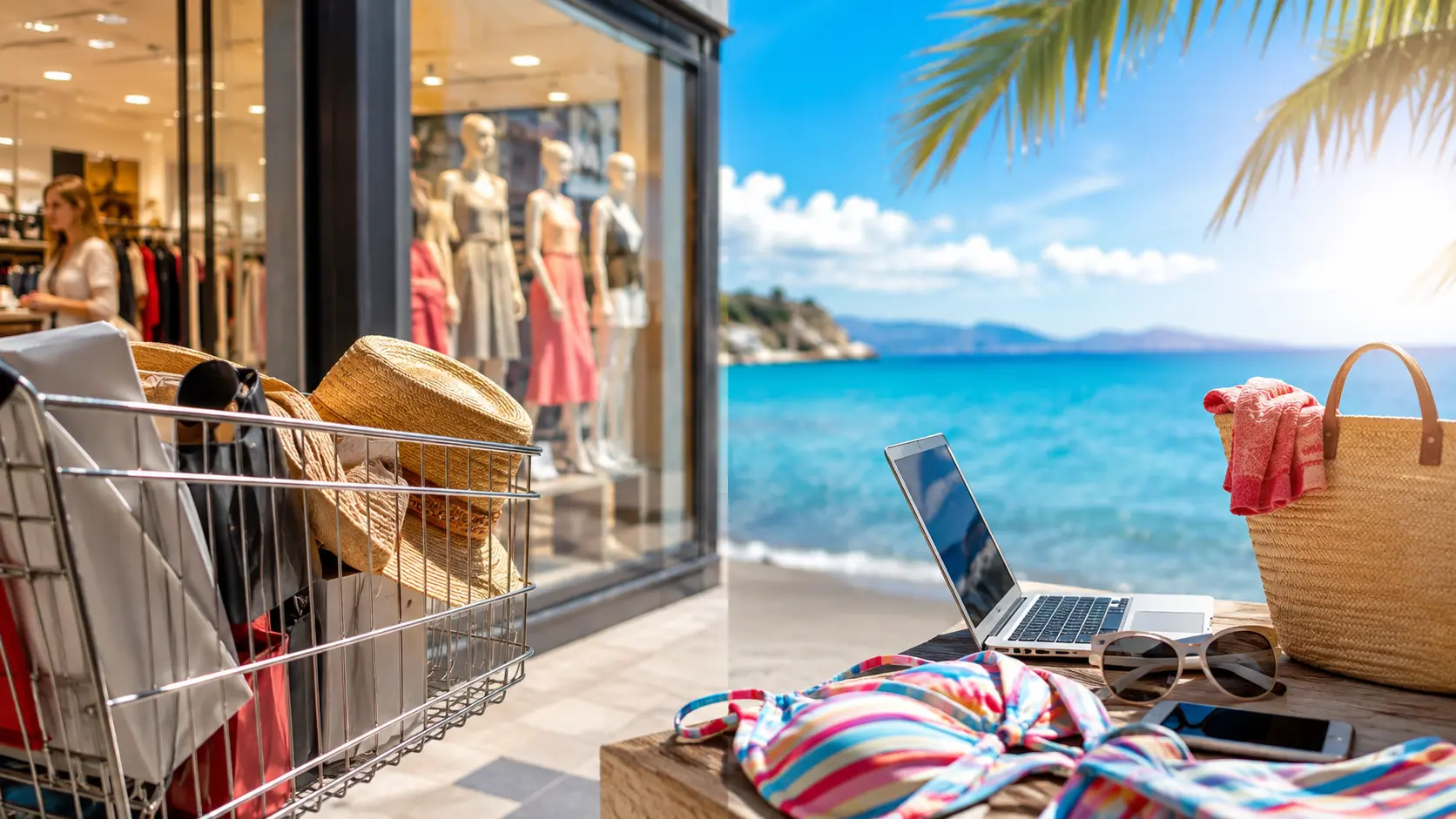 Persona che confronta offerte e sconti di Ferragosto da smartphone durante le vacanze