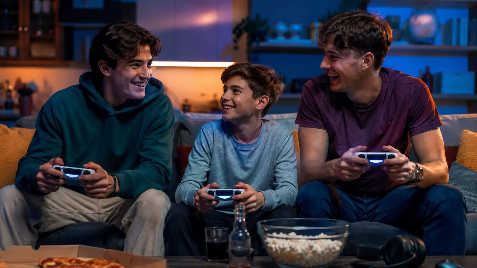 Tre generazioni, Millennials, Gen Z e Gen Alpha, che usano smartphone e social network in contesti diversi