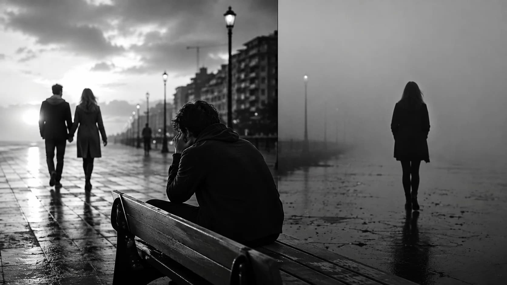 Rappresentazione simbolica di due persone, una che si allontana e una che torna, per illustrare le dinamiche relazionali di settembre