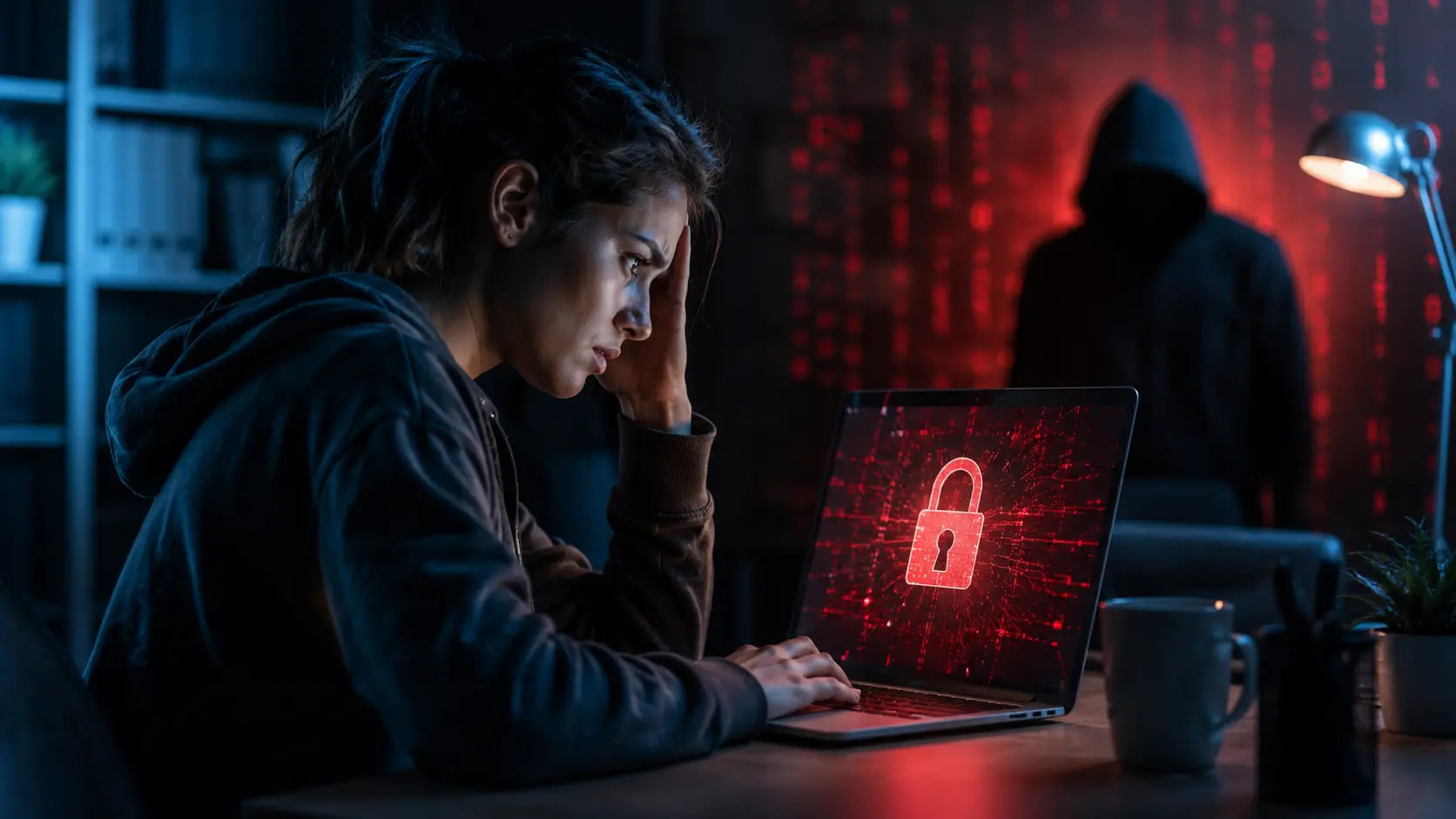 Lucchetto digitale su schermo di computer, simbolo di verifica sicurezza dati e violazione informatica